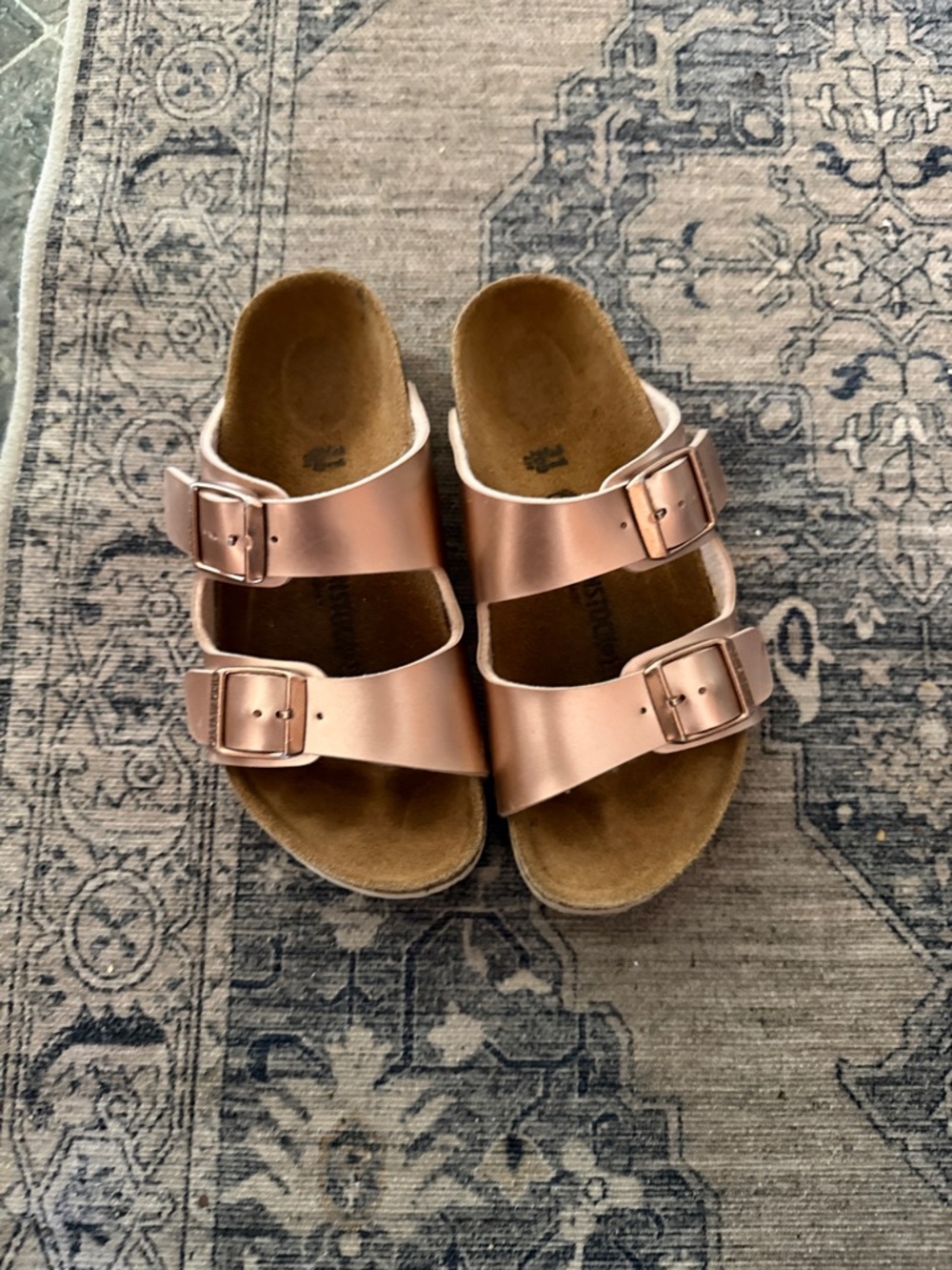 Birkenstock Kids Double Strap Sandals - Rose Gold Metallic